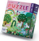 A colorful jigsaw puzzle box featuring a vibrant illustration of unicorns in a magical landscape with rainbows, trees, and flowers. The puzzle contains 60 pieces and is suitable for children aged 4 and up. The title 'Sparkling Unicorn Puzzle' is prominently displayed on the box.