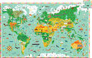 A colorful jigsaw puzzle titled 'Observation Puzzle: Around the World' by DJECO, featuring a detailed illustration of the world map. The map is filled with various animals, landmarks, and activities that represent different regions, showcasing diverse ecosystems and cultures. Ideal for educational play, the puzzle encourages exploration and learning about geography.