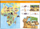 Observation: World's Animals jigsaw puzzle by DJECO featuring a colorful illustration of Africa's native animals, including a lion, giraffe, hippopotamus, and more, with clear labels in different languages.