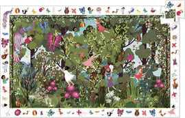 A colorful jigsaw puzzle titled 'Observation: Garden Play Time' featuring children playing in a vibrant garden filled with flowers, trees, and various animals. The puzzle showcases a whimsical scene with butterflies, birds, and whimsical characters enjoying nature. Ideal for fostering creativity and imagination in children.