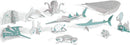 Colorful DIY kit featuring various sea life models including a dolphin, octopus, shark, and turtle. Each model is made from sturdy paper and designed for assembly and creative play, encouraging imaginative exploration of ocean creatures.