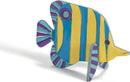 A colorful DIY kit featuring a sea life theme. The image showcases a charming fish model in bright yellow with blue stripes and purple accents, ready for assembly and creative playtime. This engaging craft project encourages imagination and fine motor skills in children.