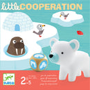 Little Cooperation by DJECO is a cooperative game for children aged 2½ to 5 years. The vibrant packaging features a friendly polar bear, walrus, and colorful birds among icy landscapes, promoting teamwork and social skills.