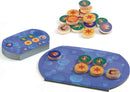 Aquarium Logic by DJECO is a colorful mechanical puzzle that features a variety of charming marine-themed wooden pieces. The puzzle includes a set of instructions depicted on cards and a vibrant playing board designed to engage children in logical thinking and problem-solving skills. The pieces are adorned with fun sea creature illustrations, making it an entertaining and educational tool for kids.