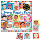 The I Never Forget a Face Memory Game by Eeboo features a colorful box showcasing various cartoon faces of children from different backgrounds. The game includes pairs of illustrated cards, promoting memory skills and cultural awareness. It is suitable for ages 5 and up and is recognized with a Best Toy Award.