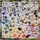 Intricate jigsaw puzzle titled 'Mushroom Rainbow' by Eeboo, featuring a vibrant array of mushroom illustrations in various colors, shapes, and sizes, surrounded by detailed botanical elements, perfect for nature lovers and puzzle enthusiasts.
