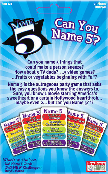 Name 5 Card Game