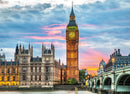 Eurographics London Big Ben jigsaw puzzle featuring a stunning view of the iconic clock tower against a vibrant sunset. The puzzle captures intricate architectural details of Big Ben and the surrounding historical buildings, perfect for puzzle enthusiasts and lovers of London.