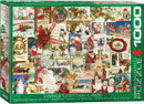 Eurographics Vintage Christmas Cards Jigsaw Puzzle featuring a colorful collage of vintage Christmas card designs, including Santa Claus, festive scenes, and holiday wishes. Ideal for holiday enthusiasts and puzzle lovers, this 1000-piece puzzle offers a nostalgic view of Christmas imagery.
