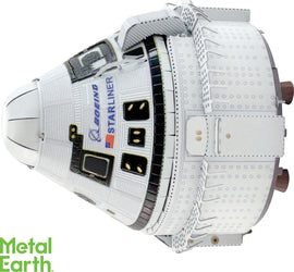 A detailed model kit of the CST-100 Starliner spacecraft by Boeing, made from metal sheets. The design showcases intricate features like the cockpit and fuselage details, suitable for DIY enthusiasts.
