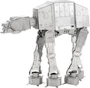 A detailed metal model kit of the AT-AT from Star Wars, showcasing its distinctive legs and body structure with intricate design elements. Ideal for DIY enthusiasts and Star Wars fans.