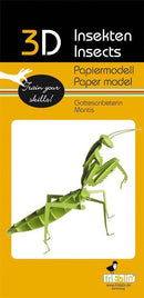 3D Paper Model Mantis by fridolin. This DIY kit features a detailed, colorful representation of a praying mantis, designed to enhance crafting skills. Ideal for enthusiasts of paper modeling and educational projects.