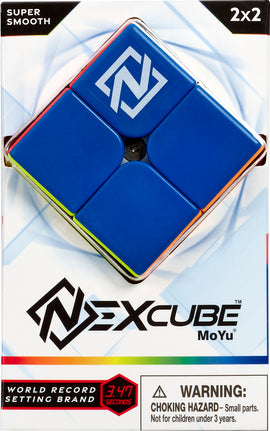 NexCube 2x2 mechanical puzzle featuring a vibrant blue design with a yellow, green, and orange accent. The cube is packaged attractively, highlighting its smooth performance and world record potential. Perfect for puzzle enthusiasts and speedcubers, it promises a rewarding challenge and hours of fun.