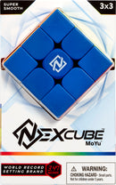 NexCube 3x3 mechanical puzzle featuring a blue design and the NexCube logo at the center. The packaging highlights its super smooth performance and a world record time of 3.47 seconds, indicating its high speed and efficiency for competitive solving.