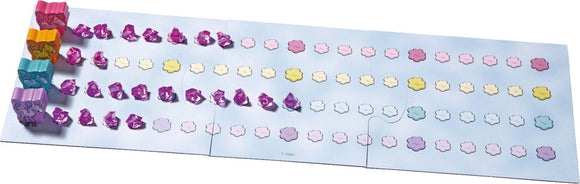 The Unicorn Glitterluck Cloud Crystals game by Haba features a colorful playing board with pastel cloud-shaped tokens and vibrant unicorn figurines. Players navigate their unicorns along the clouds to collect shiny crystal pieces, promoting fun and imaginative play.