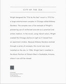 City by the Sea Jigsaw Puzzle featuring the vibrant mural designed by Frank Lloyd Wright in 1913. The puzzle showcases the Chicago skyline at night with rich colors, offering a challenging and artistic experience for puzzle enthusiasts.