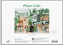 The Plant Cafe jigsaw puzzle by Galison features a vibrant illustration of a cozy cafe filled with a variety of plants, cakes, and decorative elements. The scene showcases a green truck serving plant items, tables adorned with potted succulents, and a charming outdoor setup, perfect for nature lovers.