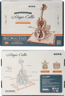 The Magic Cello Music Box by Robotime is a DIY mechanical kit that features a beautifully crafted cello design, intricately detailed with wooden components. It comes disassembled in a box with illustrations for easy assembly. Suitable for ages 14 and up, it offers a delightful crafting experience while producing enchanting melodies. Perfect for music lovers and DIY enthusiasts.