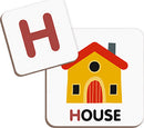 Magnetic Book English Alphabet featuring colorful letter cards. The card shows the letter 'H' alongside an illustration of a house and the word 'HOUSE' at the bottom. Ideal for early literacy and learning the alphabet through interactive play.