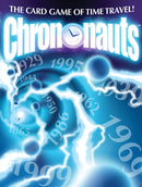 Chrononauts is an engaging card game by Looney Labs that revolves around time travel, featuring vibrant artwork with swirling blues and numerals representing different years, such as 1929, 1995, and 1966, creating a sense of adventure and excitement in mastering time.