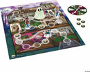 The 'Ghost in the Attic' game by MindWare features a colorful game board depicting a spooky house layout. Players navigate through various rooms using character pieces, including a ghost figure and friends, aiming to find secret passages and exit. The board is enhanced with bubbles indicating movement options, and it includes a spinner and tokens for gameplay.