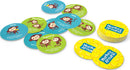 The Monkey Around game by MindWare features colorful round cards with playful monkey illustrations and fun activity prompts for solo and group play. The cards are designed to encourage movement and laughter among players, making it a perfect game for kids and families.