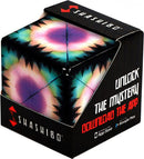 Shashibo Moon by Geobenders is a vibrant mechanical puzzle featuring an intricate design that transforms into various shapes. The puzzle comes in a compact package adorned with a colorful, cosmic pattern, making it a visually engaging brain teaser for all ages. Ideal for fidgeting, stress relief, and enhancing creativity, it also encourages problem-solving skills and spatial awareness.