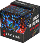 Shashibo The Chameleon, a colorful mechanical puzzle featuring a vibrant reptile skin design. This unique puzzle transforms into numerous shapes and is part of the Artist Series by Geobenders.