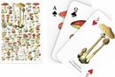 Mushrooms Playing Cards featuring a wide variety of mushroom illustrations. The back shows a collage of different mushroom species, while the front displays a few cards including the Ace of Spades, Queen of Clubs, and the 5 of Hearts, each adorned with detailed mushroom artwork.