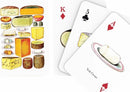 Cheese Playing Cards featuring vibrant illustrations of various cheeses and related items, showcasing a fun design for game enthusiasts. Includes standard playing card values.