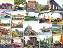 The Touring Europe Puzzle (1000pc) features colorful vintage illustrations of classic cars against picturesque European landscapes. Each piece showcases a unique scene, including historic landmarks, charming villages, and beautiful countryside, inviting puzzlers to explore the beauty of Europe piece by piece.