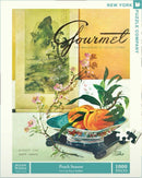 Peach Season Gourmet Puzzle by New York Puzzle Company features a beautiful illustration with ripe peaches in a decorative bowl, surrounded by floral elements. The cover art is by Henry Stahlhut and captures a serene, artistic vibe with hints of nature and heritage.