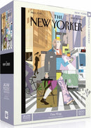 Time Warp Jigsaw Puzzle by New York Puzzle Company, featuring a colorful design depicting various years and characters in a cityscape. The puzzle contains 1500 pieces and showcases the artistic cover designed by Richard McGuire, celebrating the evolution of style and culture through time.