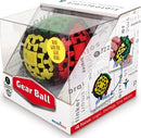 The Gear Ball by Mefferts is a colorful mechanical puzzle featuring interlocking gears in vibrant red, yellow, and green colors. The ball is displayed in a clear plastic packaging with instructions and illustrations showing how to solve it, promoting logic, strategy, and fine motor skills. Ideal for puzzle enthusiasts and brain game lovers.