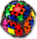 The Gear Ball by Mefferts is a colorful mechanical puzzle featuring interlocking plastic pieces in vibrant colors, including blue, red, yellow, green, pink, and black. The puzzle has a spherical design with a unique, engaging structure that challenges hand-eye coordination and problem-solving skills. Ideal for puzzle enthusiasts, it offers a fun and interactive experience.