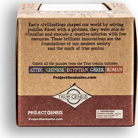 Pharaoh's Ale by Project Genius is a mechanical puzzle that explores the ingenuity of ancient civilizations. The packaging features detailed graphics and descriptions highlighting how early cultures addressed challenges through creative problem-solving with limited resources. This puzzle is part of a collection that celebrates the innovations of cultures such as Aztec, Chinese, Egyptian, Greek, and Roman.