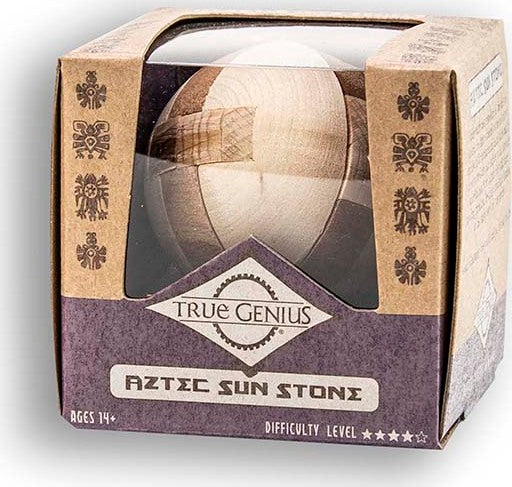 The Aztec Sun Stone by Project Genius is a captivating mechanical puzzle, encapsulated in an intricately designed box. The puzzle features a round, wooden structure that showcases Aztec-inspired designs, ideal for ages 14 and up. Perfect for puzzle enthusiasts, this piece promises a challenging and engaging experience as you explore its unique mechanics.