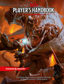 The Player's Handbook for Dungeons & Dragons 5th Edition. The cover features an epic scene of a heroic character facing a menacing dragon, showcasing vivid artwork. The title is prominently displayed at the top, with the Dungeons & Dragons logo at the bottom.