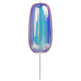 The Prodia Rainbow Stick features a colorful design with vibrant blue and purple stripes. This unique item stands upright on a sleek metal base, adding a playful touch to any decor.