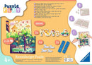 Puzzle & Play: Jungle Exploration jigsaw puzzle by Ravensburger featuring vibrant jungle scenes with animals and explorers. The puzzle includes two 24-piece challenges, ideal for children 4 years and older, stimulating creativity and problem-solving skills.
