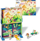 Puzzle & Play: Jungle Exploration by Ravensburger is a vibrant jigsaw puzzle designed for children. It features lively jungle scenes with colorful animals, including monkeys, parrots, and a lion. The puzzle also includes playful figurines of explorers and animals that enhance interactive play, promoting creativity and problem-solving skills.