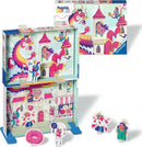 The Puzzle & Play: Donut Dragon 2x by Ravensburger is a colorful jigsaw puzzle featuring a whimsical dragon and castle scene. The puzzle includes playful characters like a knight, a chef, and royalty, along with a donut-shaped accessory. The package displays vibrant illustrations that appeal to children and families, making it an engaging activity for puzzle enthusiasts.