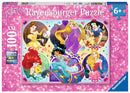 Ravensburger Be Strong, Be You Jigsaw Puzzle featuring Disney Princesses. The colorful design showcases beloved characters like Ariel, Belle, Jasmine, and more in vibrant scenes, ideal for ages 6 and up.