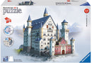 3D jigsaw puzzle of Neuschwanstein Castle by Ravensburger. The puzzle features intricate details of the castle's towers and facades and comes with 216 pieces. Perfect for ages 12 and up.