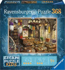 Escape Kids: Magical Mayhem jigsaw puzzle by Ravensburger. The box features an illustrated scene of a whimsical classroom filled with books, magical artifacts, and vibrant colors, designed for children aged 7 and up. This 368-piece puzzle encourages problem-solving and creativity through engaging imagery.