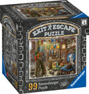 Ravensburger Attic jigsaw puzzle box featuring a detailed illustration of a cluttered attic filled with various objects like trophies, a bicycle, and family photos. The design includes colorful ribbons and other collectibles, inviting puzzle enthusiasts to engage in a thoughtful and intricate jigsaw-solving experience.