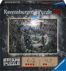 The Midnight in the Garden Escape Puzzle by Ravensburger features a captivating scene of a mysterious garden with statues, a fountain, and a moonlit sky. The box design showcases intricate details, inviting puzzle enthusiasts to explore this enchanting escape puzzle experience with 368 pieces.