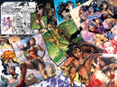 Colorful collage featuring Wonder Woman in various illustrations, showcasing her iconic attire, lasso, and heroic poses. The images include comic-style renditions and close-ups, emphasizing her strength and determination.