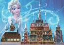 Disney Castle jigsaw puzzle featuring Elsa from Frozen, showcasing a beautifully detailed illustration of the castle with intricate rooms and elements. Elsa is depicted casting magic in a snowy landscape, adding an enchanting touch to the puzzle's whimsical design.