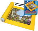 Puzzle Stow & Go! by Ravensburger is a convenient jigsaw puzzle storage solution featuring a vibrant yellow mat and an inflatable tube. It allows you to easily roll up and transport your partially completed puzzles, keeping them protected and organized.